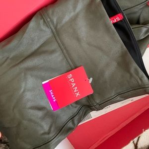 Olive spanx faux leather leggings